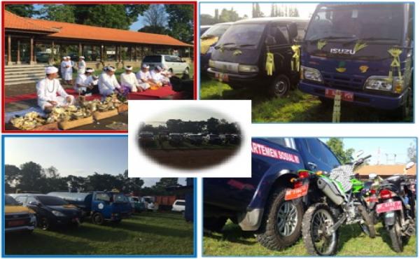 PELAKSANAAN UPACARA MANTENIN KENDARAAN DINAS DI LAPANGAN KAPTEN MUDHITA BANGLI 
