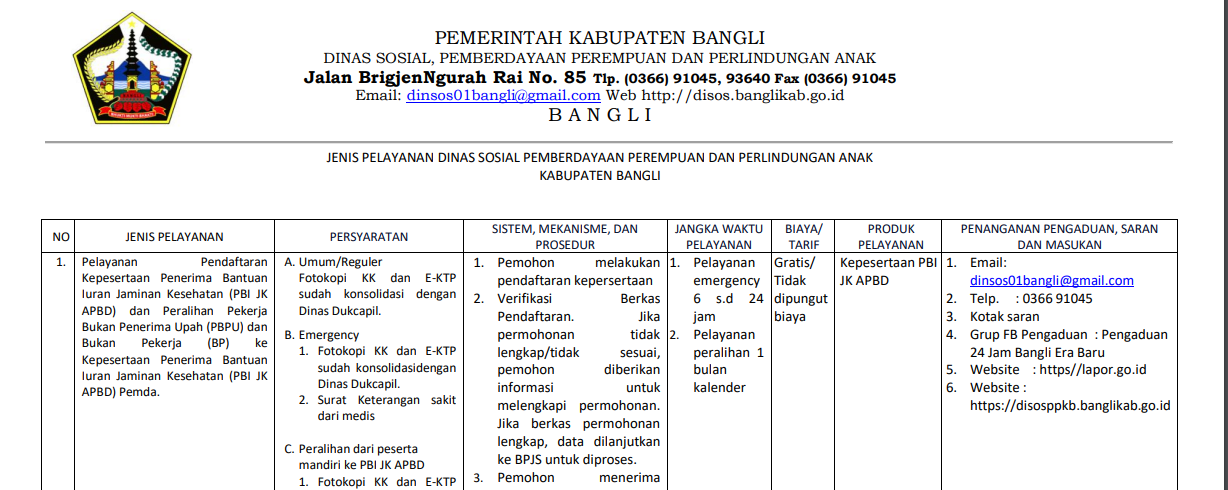jenis layanan DinsosP3A